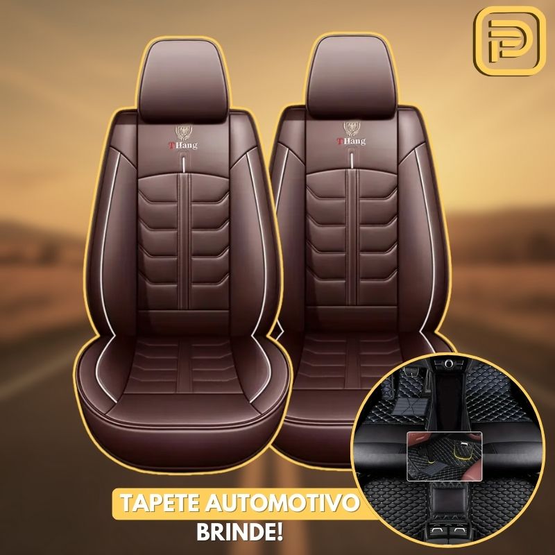 Kit Capa Para Banco de Carro em Couro Legítimo Universal Decision + BRINDES: Tapetes Automotivos