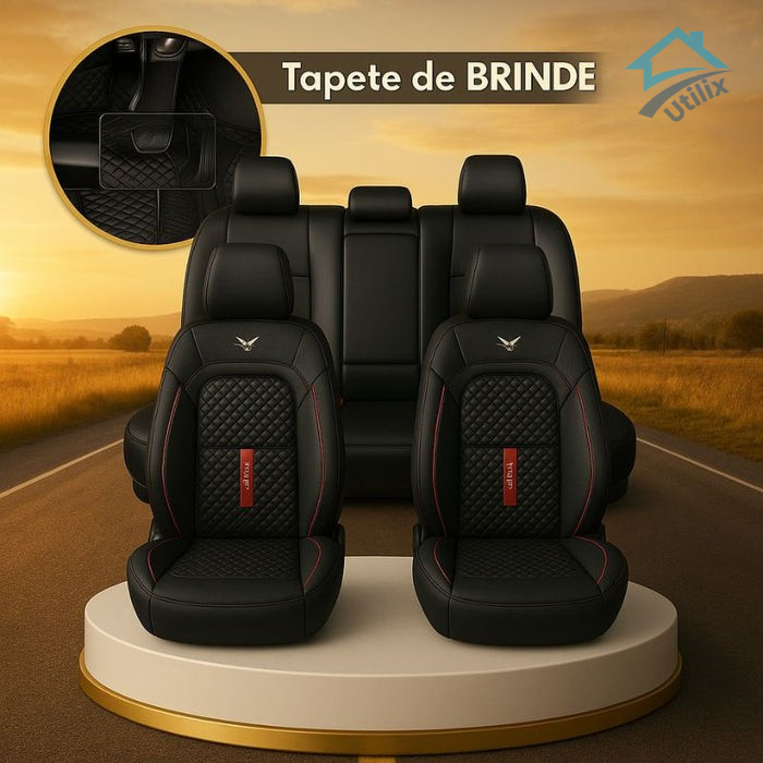 Capa para Banco de Carro Completa em Couro Legítimo Universal Italian + BRINDE: Tapete Completo